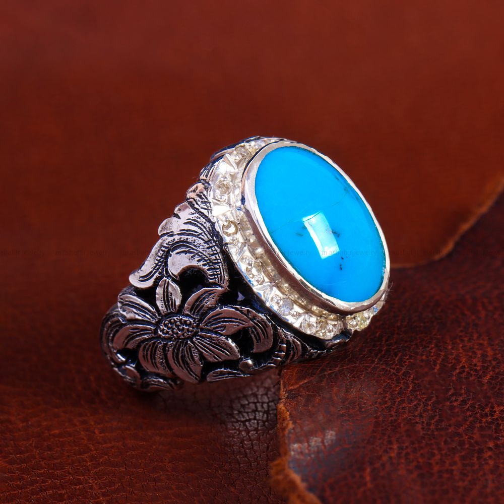انگشتر فیروزه شجری مردانه کد 14315