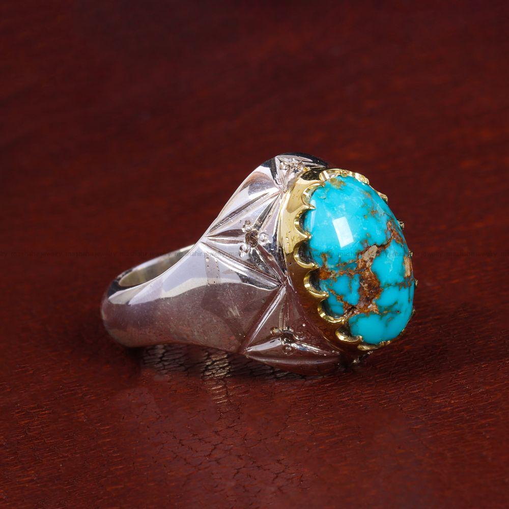 انگشتر فیروزه شجری مردانه کد 13776