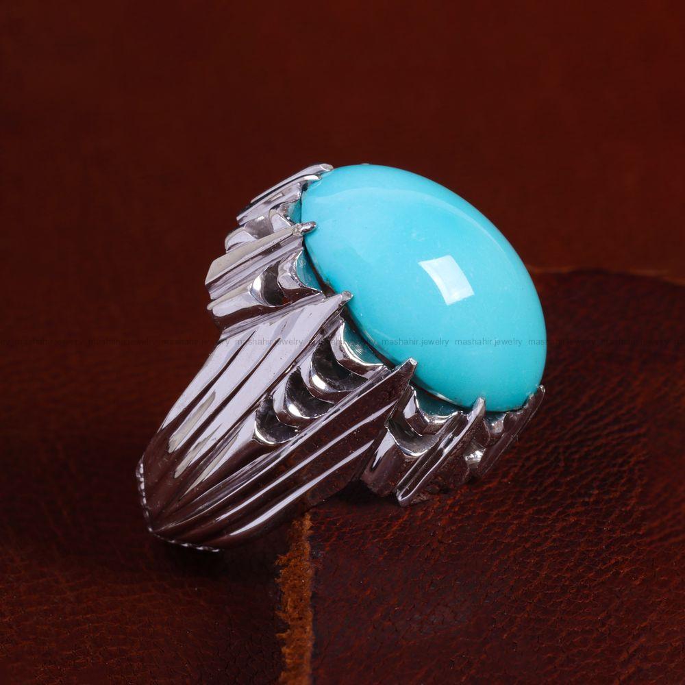 انگشتر فیروزه عجمی مردانه کد 13787