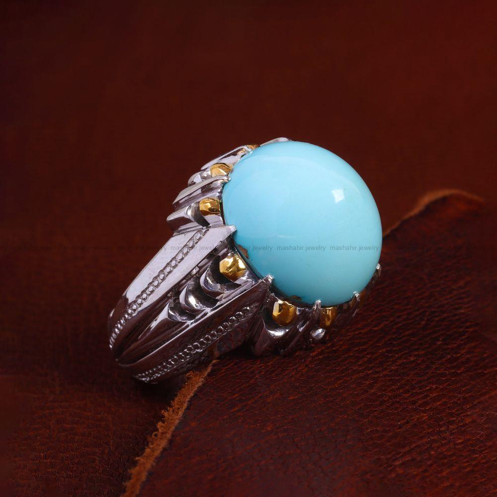 انگشتر فیروزه عجمی مردانه کد 13795