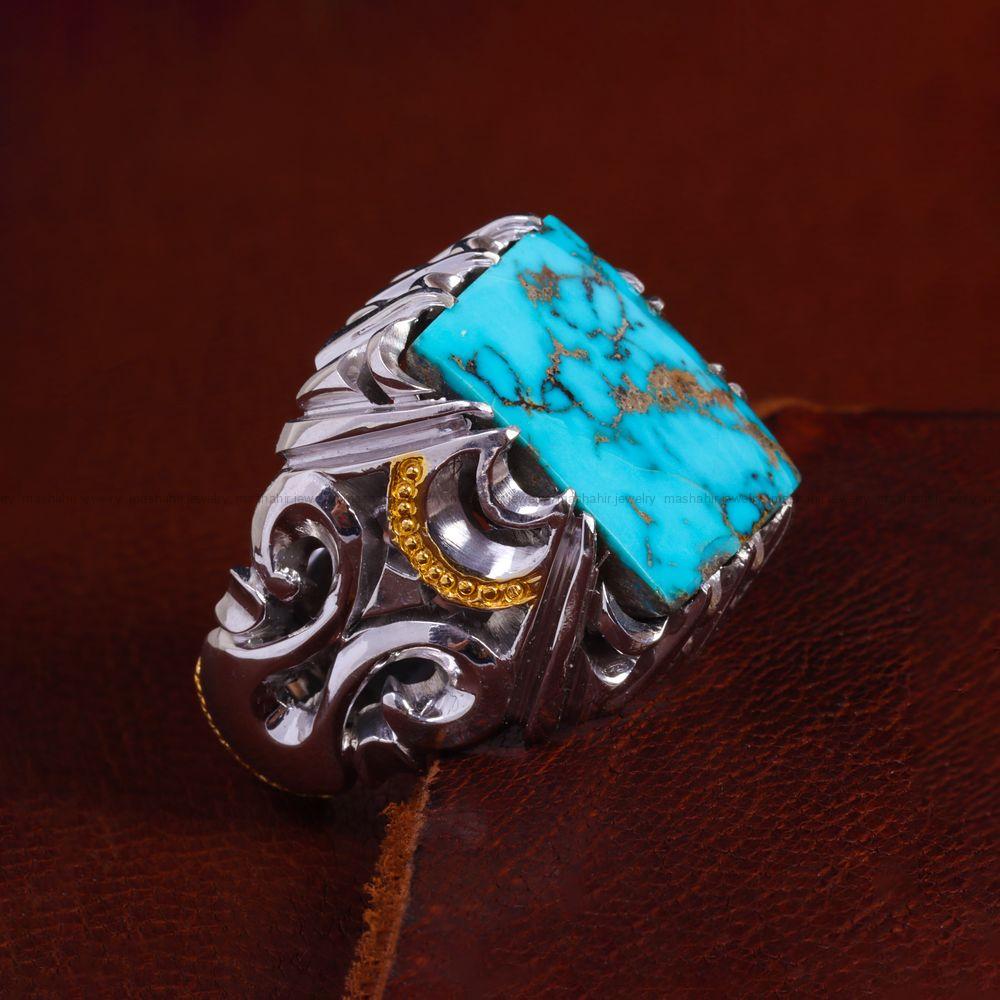 انگشتر فیروزه شجری مردانه کد 13797