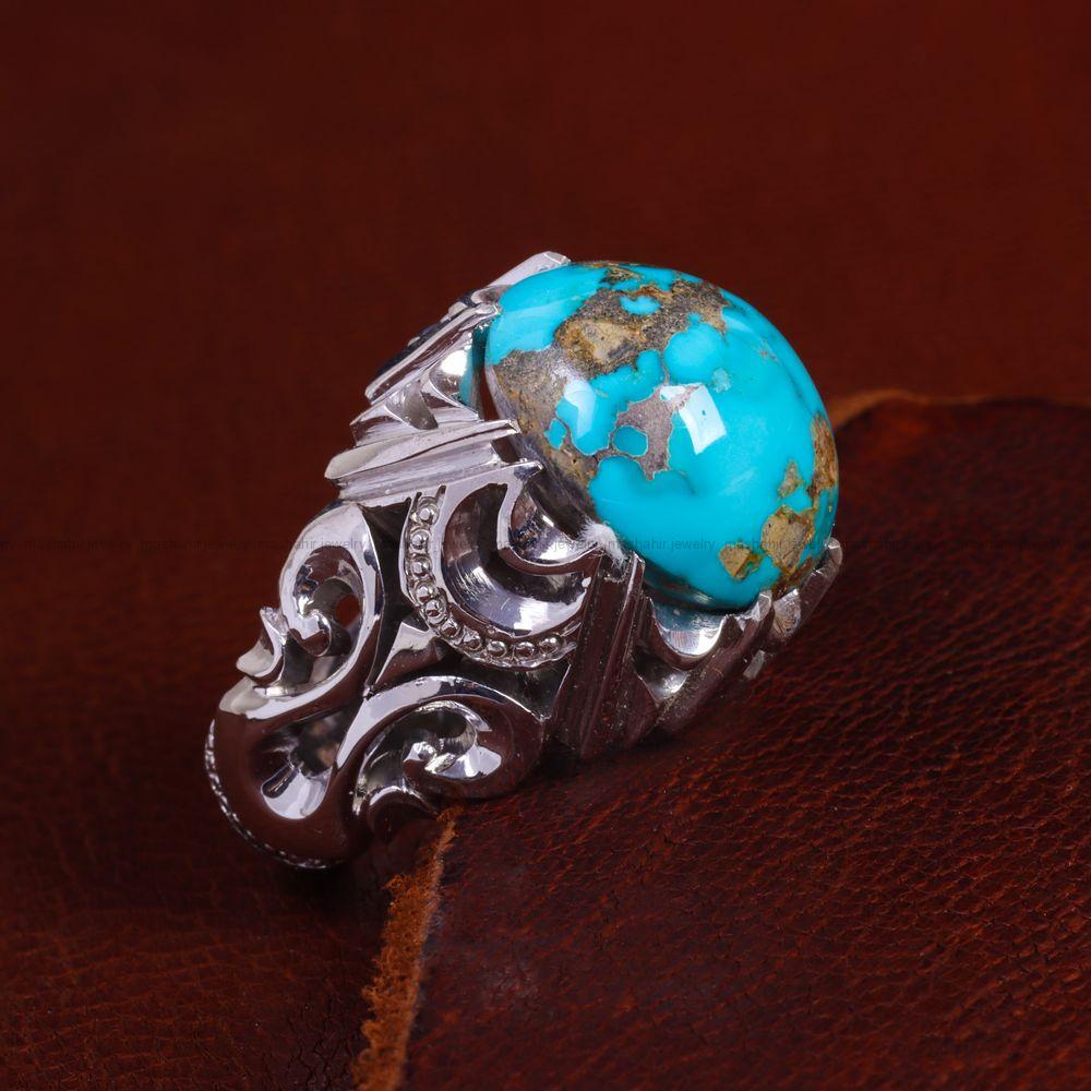 انگشتر فیروزه شجری مردانه کد 13803