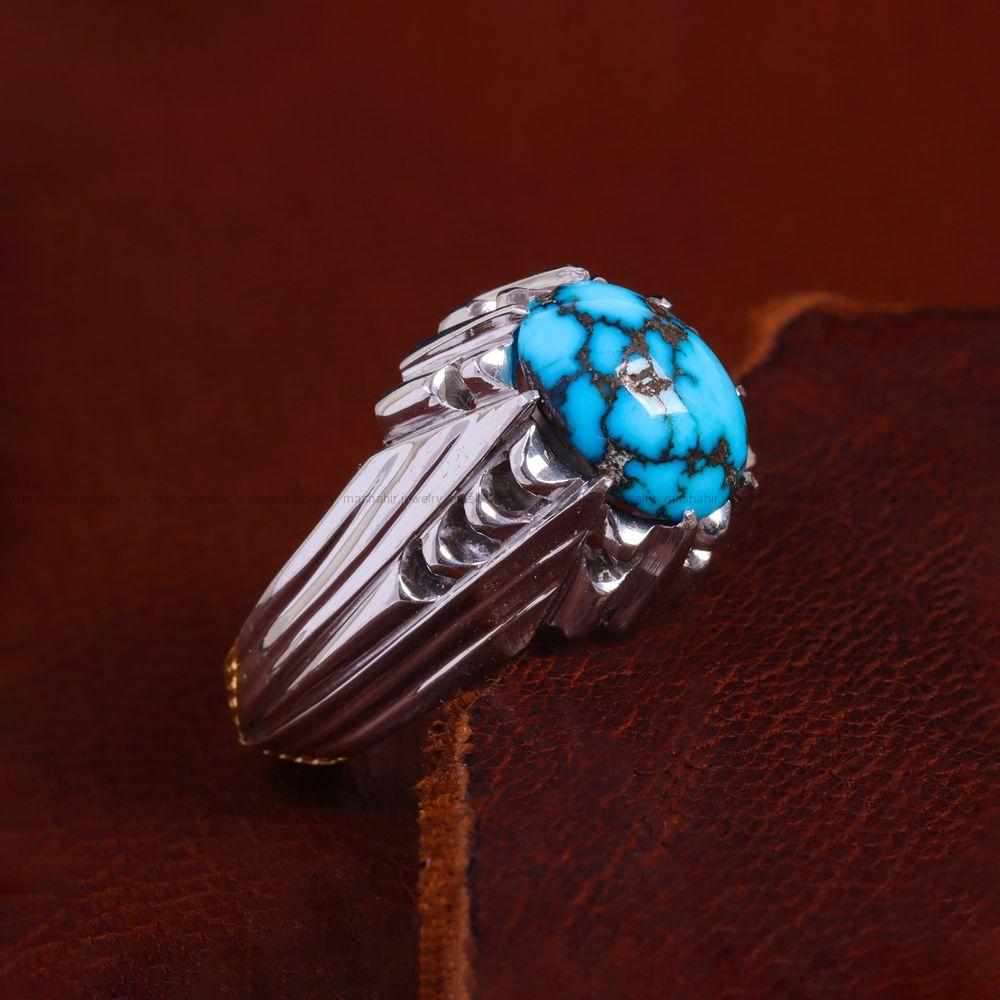 انگشتر فیروزه شجری مردانه کد 13805