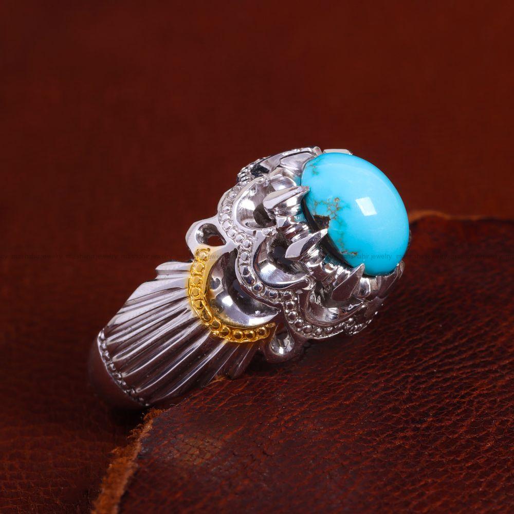 انگشتر فیروزه عجمی مردانه کد 13806