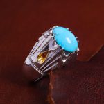 انگشتر فیروزه عجمی مردانه کد 14178