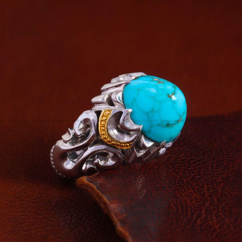 انگشتر فیروزه شجری مردانه کد 14184