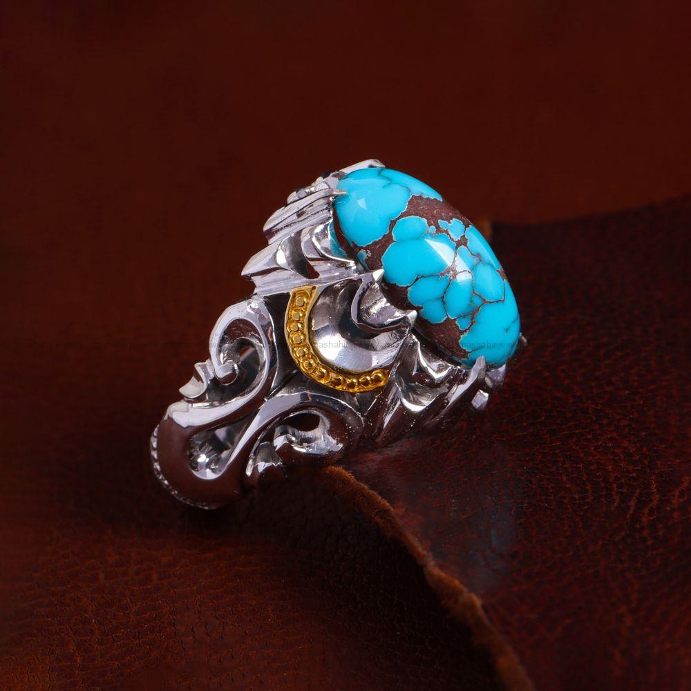 انگشتر فیروزه شجری مردانه کد 14185