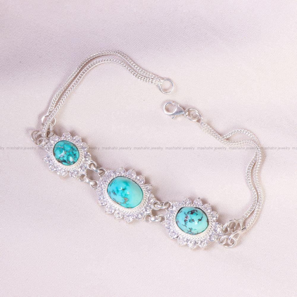 دستبند فیروزه زنانه کد 14266