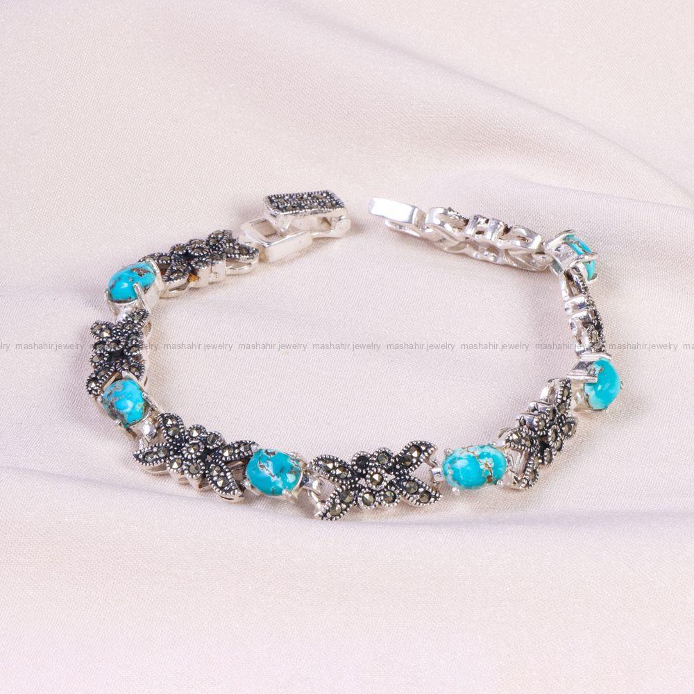 دستبند فیروزه زنانه کد 14276