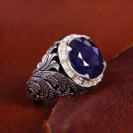 انگشتر ياقوت کبود مردانه کد 14308