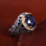 انگشتر ياقوت کبود مردانه کد 14313