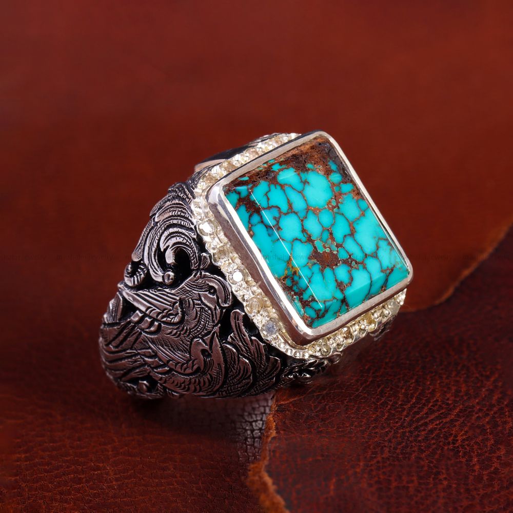 انگشتر فیروزه شجری مردانه کد 14319