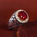 انگشتر توپاز سرخ مردانه کد 14323