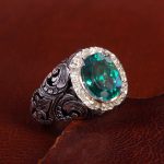 انگشتر توپاز سبز مردانه کد 14324