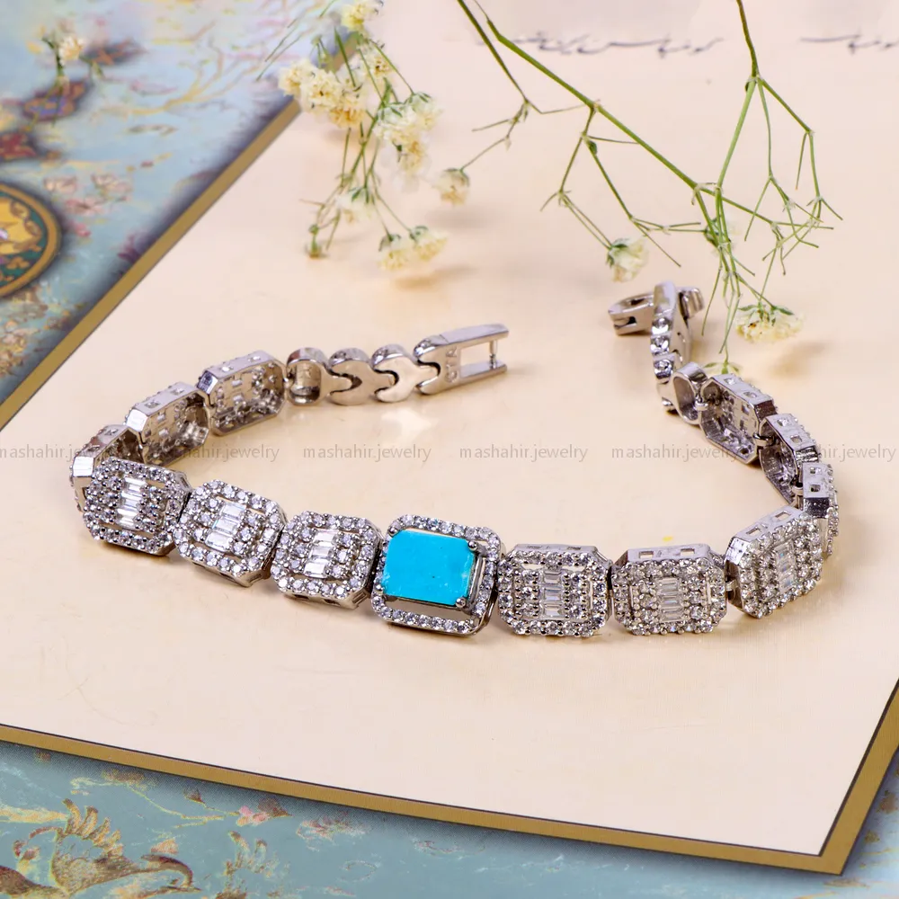 دستبند فیروزه زنانه کد 14571