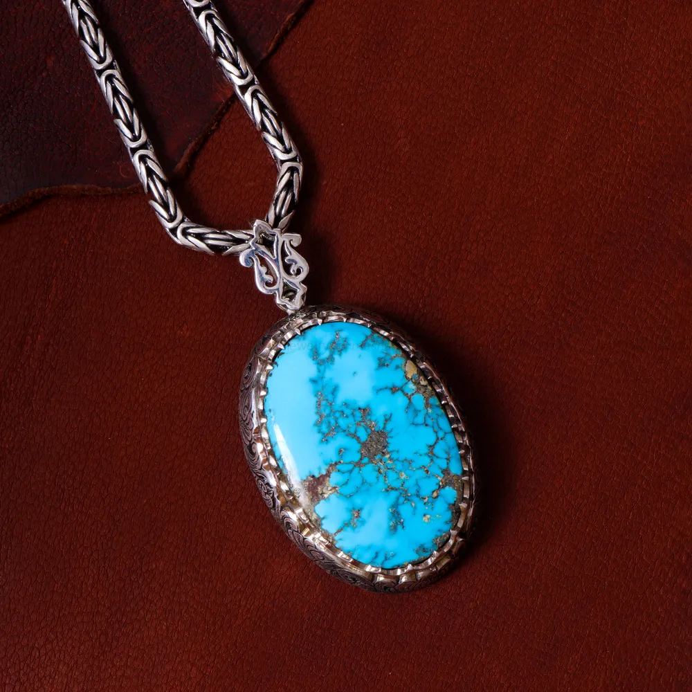 گردنبند فیروزه مردانه کد 14602