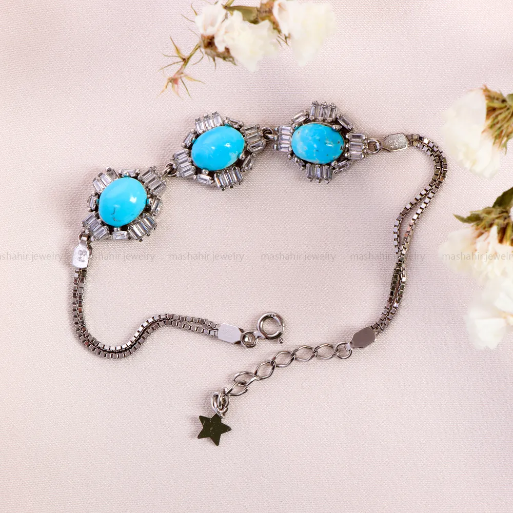 دستبند فیروزه زنانه کد 14612