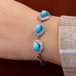 دستبند فیروزه زنانه کد 14616