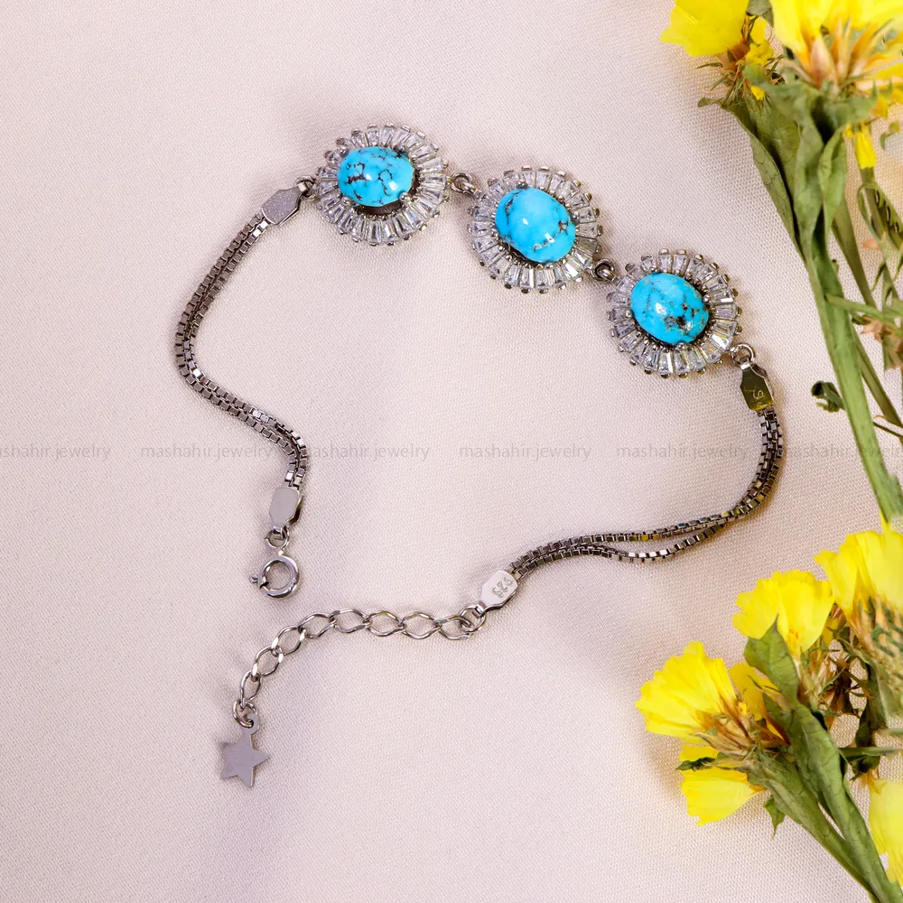 دستبند فیروزه زنانه کد 14623