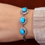 دستبند فیروزه زنانه کد 14624