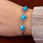 دستبند فیروزه زنانه کد 14625