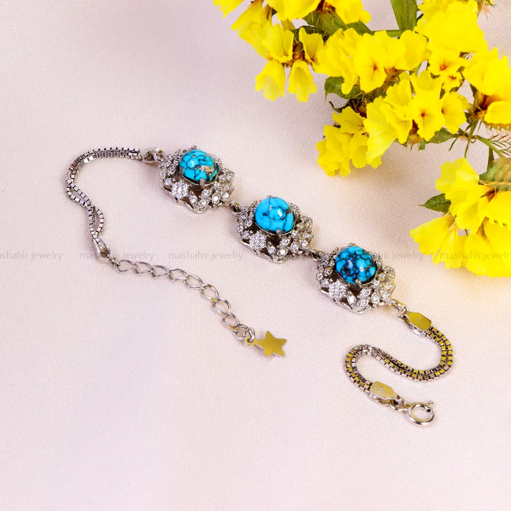 دستبند فیروزه زنانه کد 14629