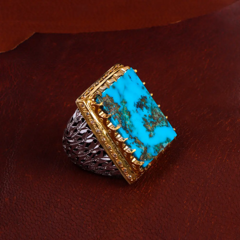 انگشتر فیروزه شجری مردانه کد 14661