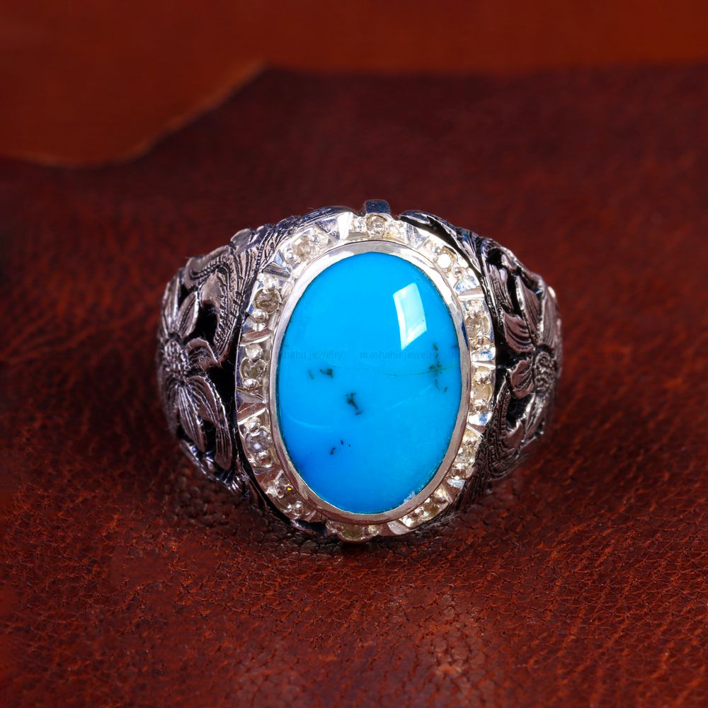 انگشتر فیروزه شجری مردانه کد 14315