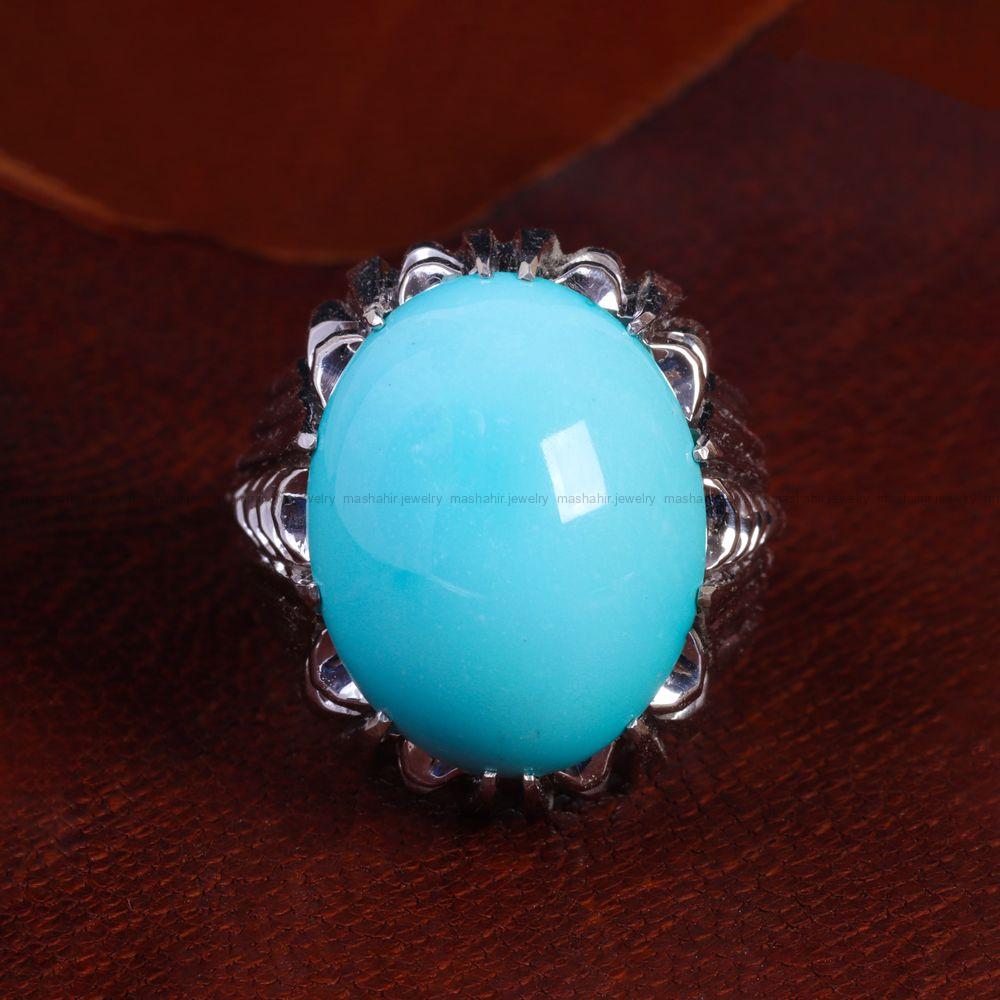 انگشتر فیروزه عجمی مردانه کد 13787