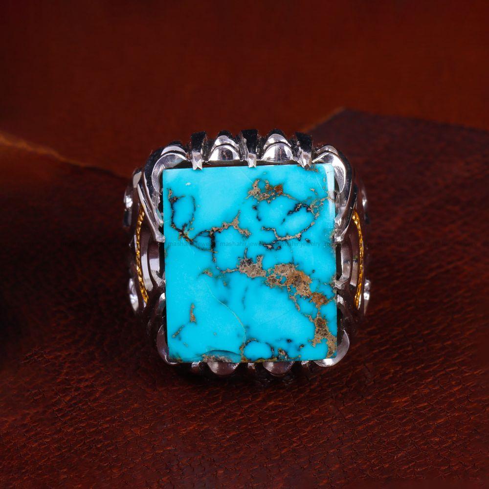 انگشتر فیروزه شجری مردانه کد 13797