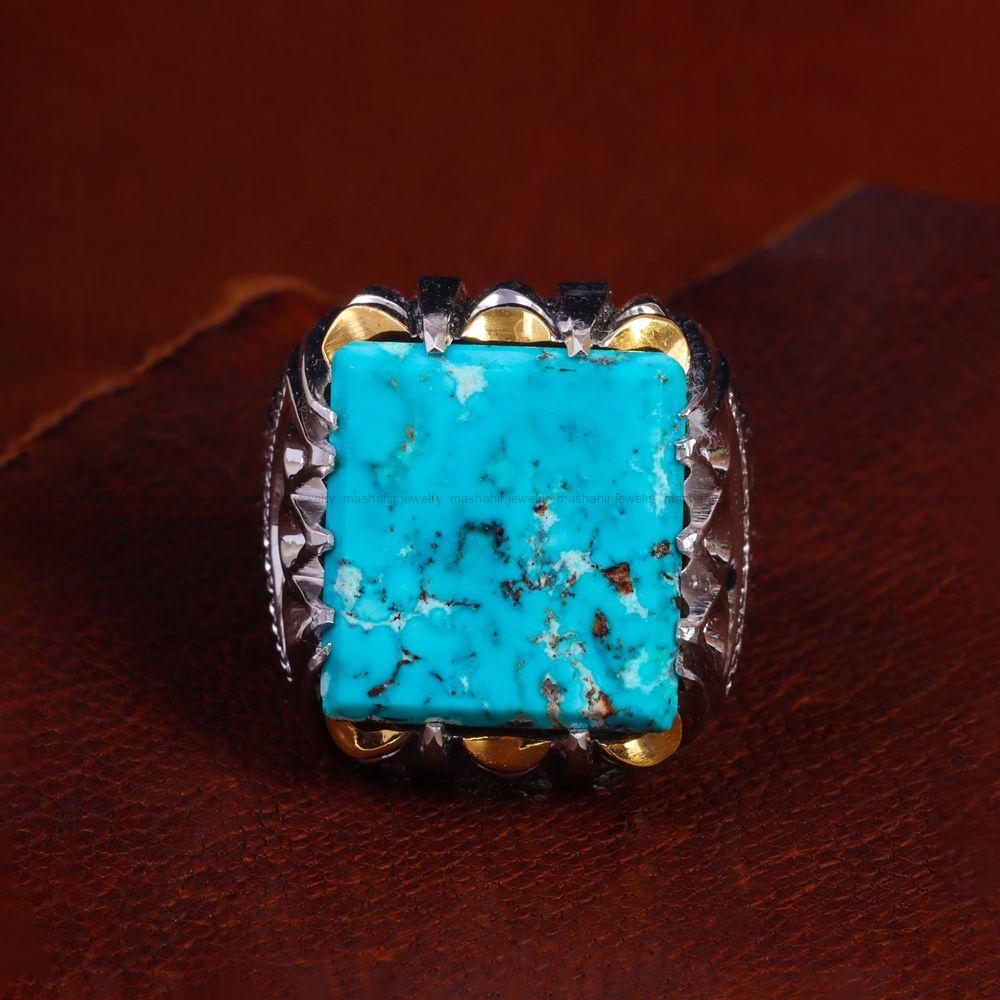 انگشتر فیروزه شجری مردانه کد 13801