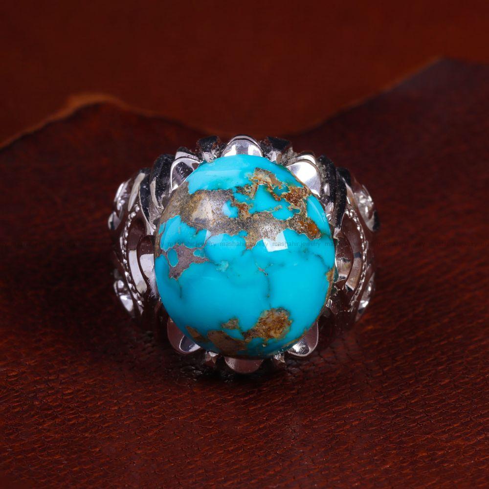 انگشتر فیروزه شجری مردانه کد 13803