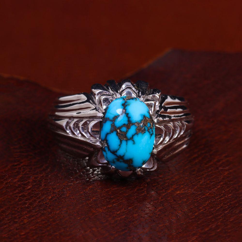 انگشتر فیروزه شجری مردانه کد 13805