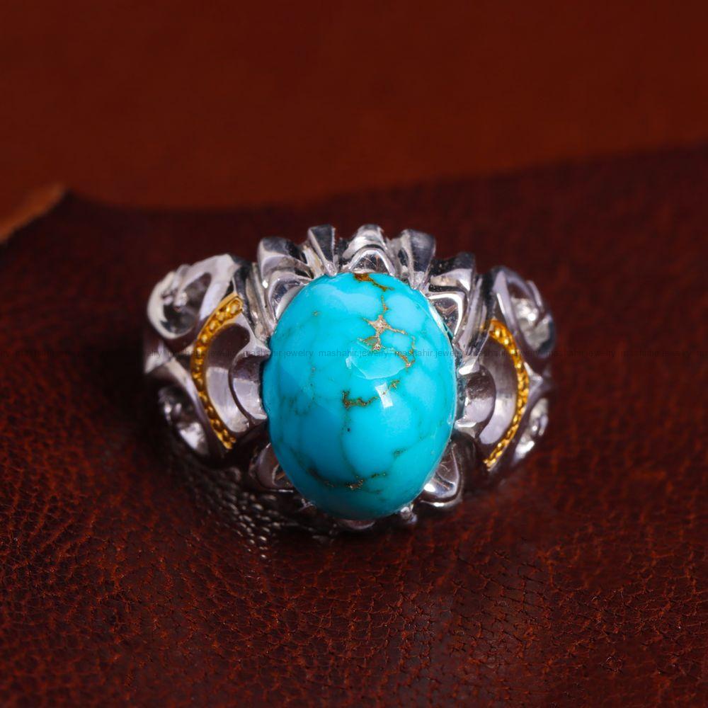 انگشتر فیروزه شجری مردانه کد 14184