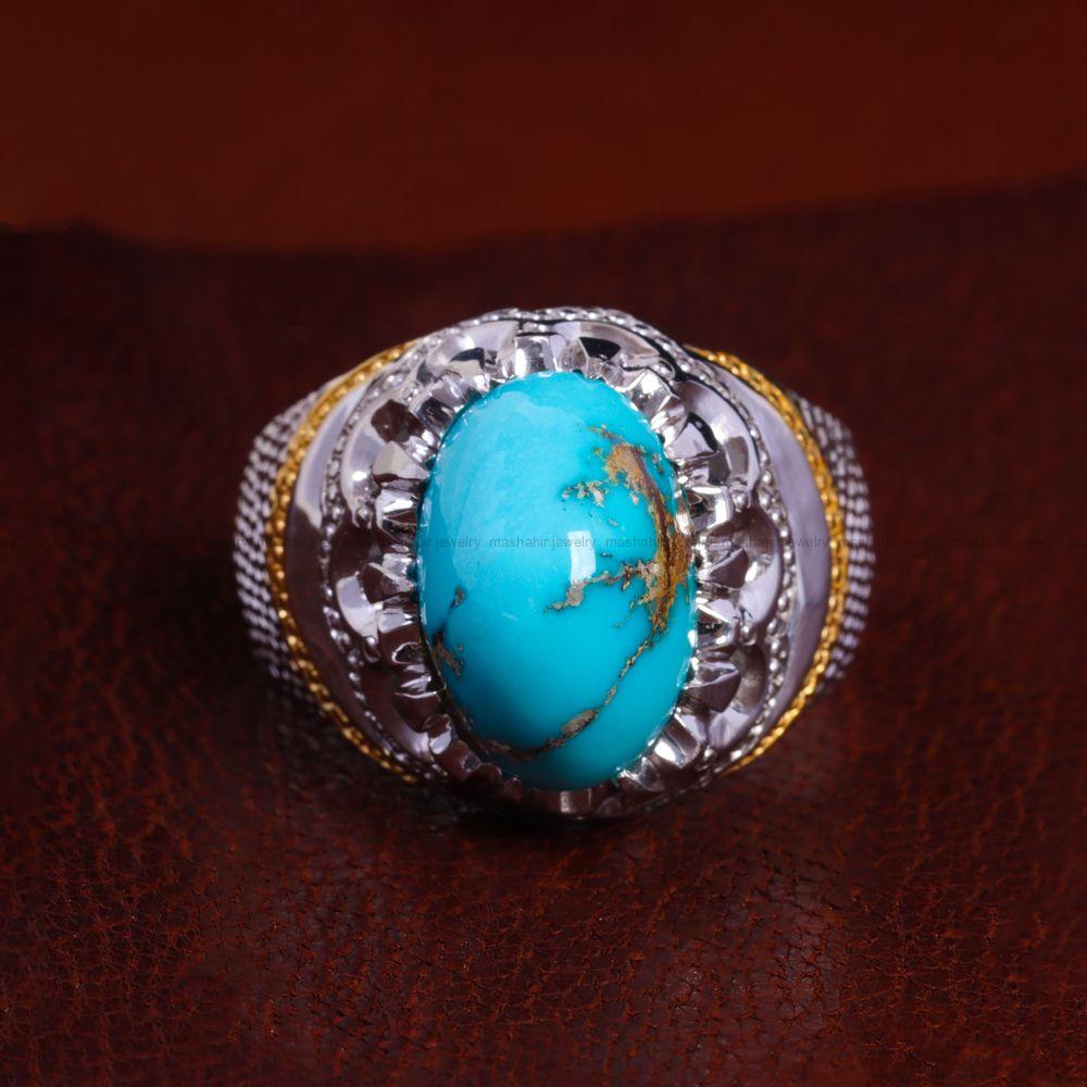 انگشتر فیروزه شجری مردانه کد 14196