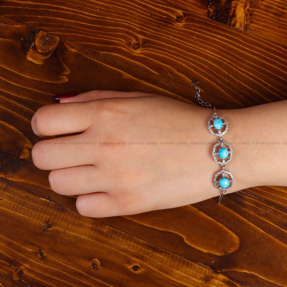 دستبند فیروزه زنانه کد 14262