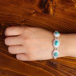 دستبند فیروزه زنانه کد 14266