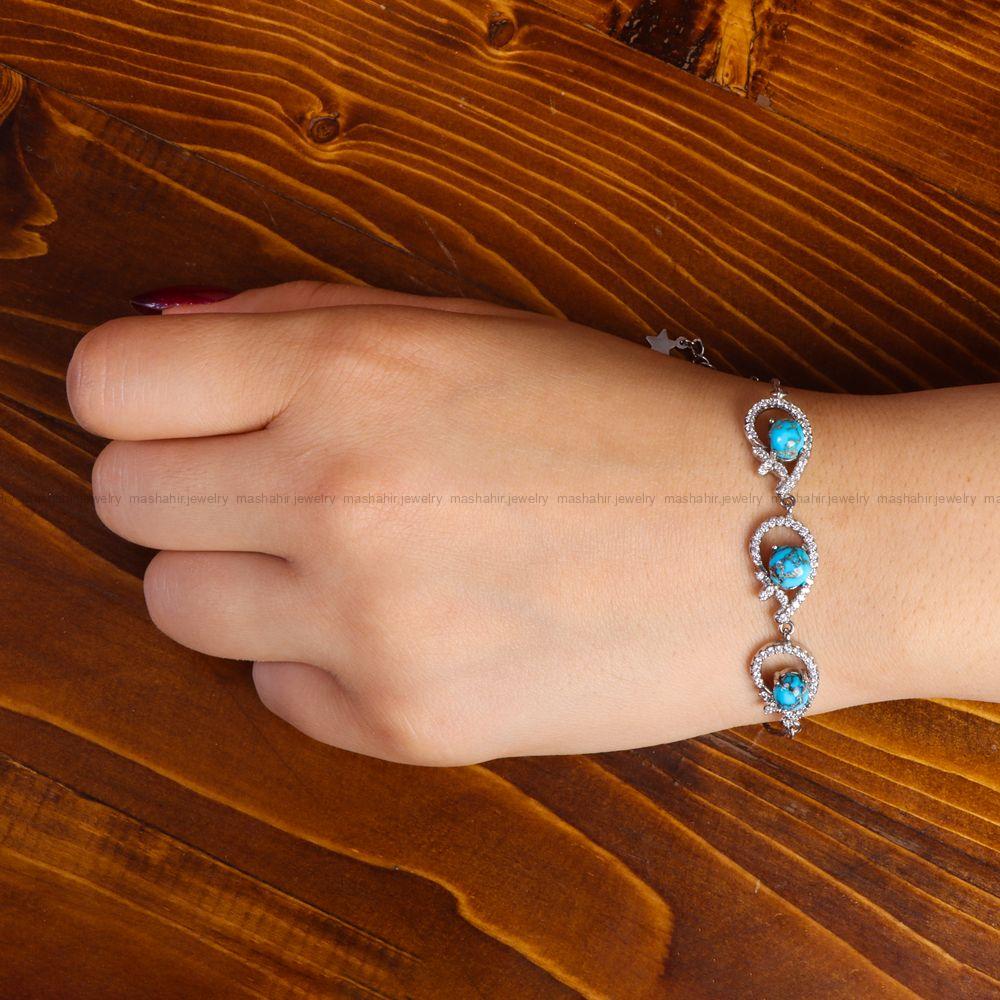 دستبند فیروزه زنانه کد 14270