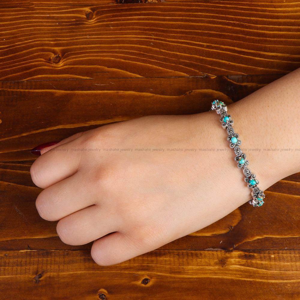 دستبند فیروزه زنانه کد 14275
