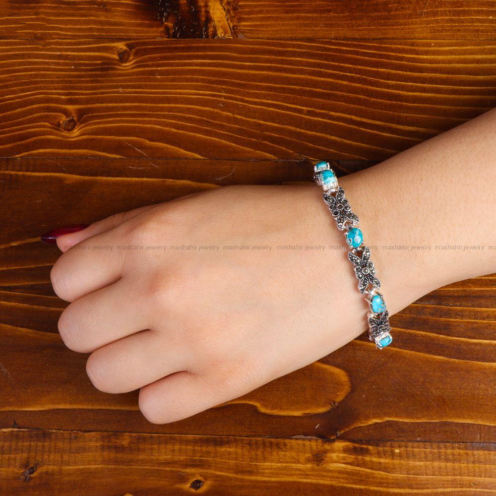 دستبند فیروزه زنانه کد 14276