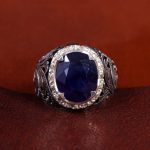 انگشتر ياقوت کبود مردانه کد 14308