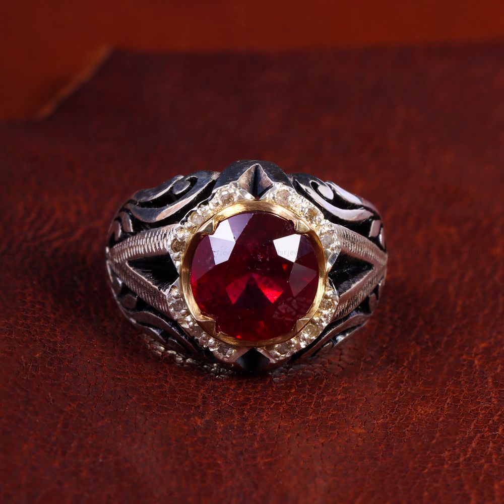 انگشتر یاقوت سرخ مردانه کد 14318