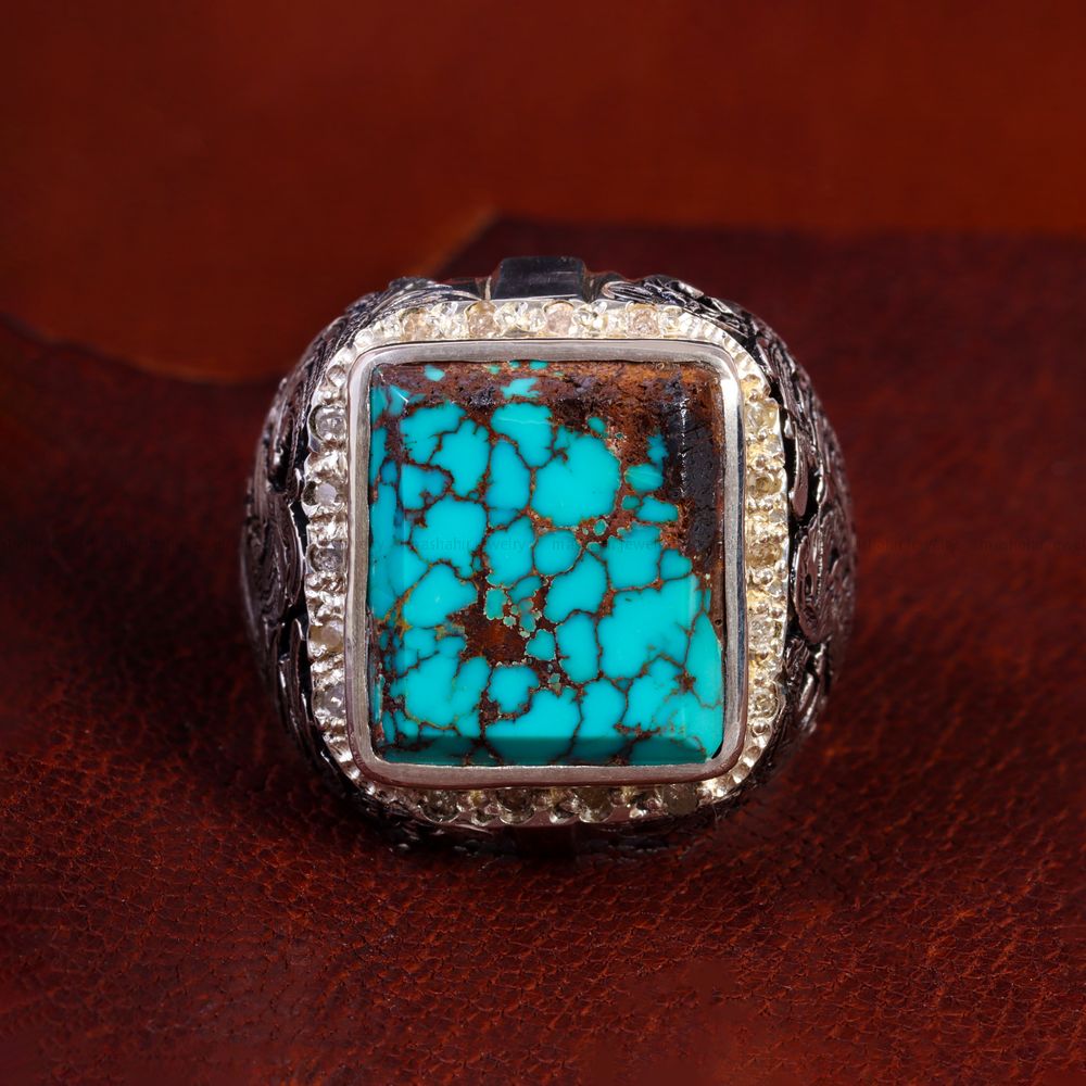 انگشتر فیروزه شجری مردانه کد 14319