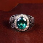 انگشتر توپاز سبز مردانه کد 14324