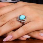 انگشتر فیروزه عجمی زنانه کد 14523
