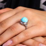 انگشتر فیروزه عجمی زنانه کد 14537