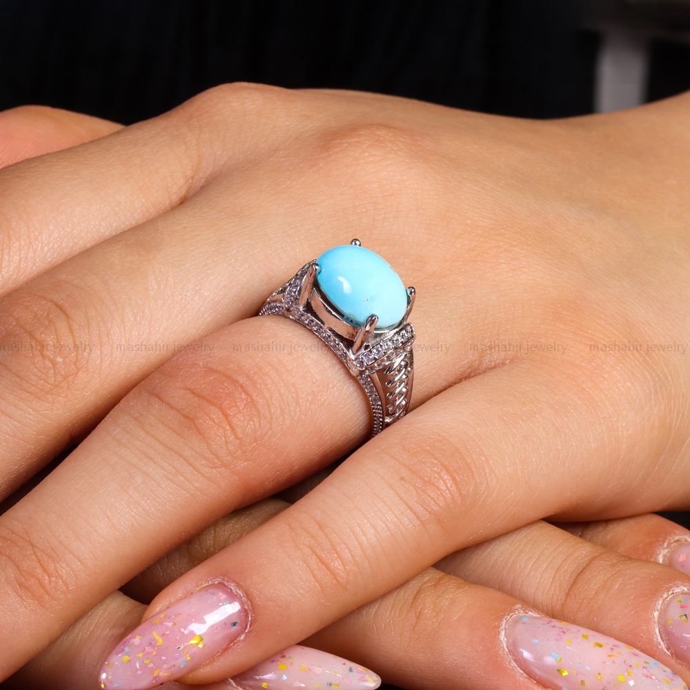 انگشتر فیروزه عجمی زنانه کد 14538