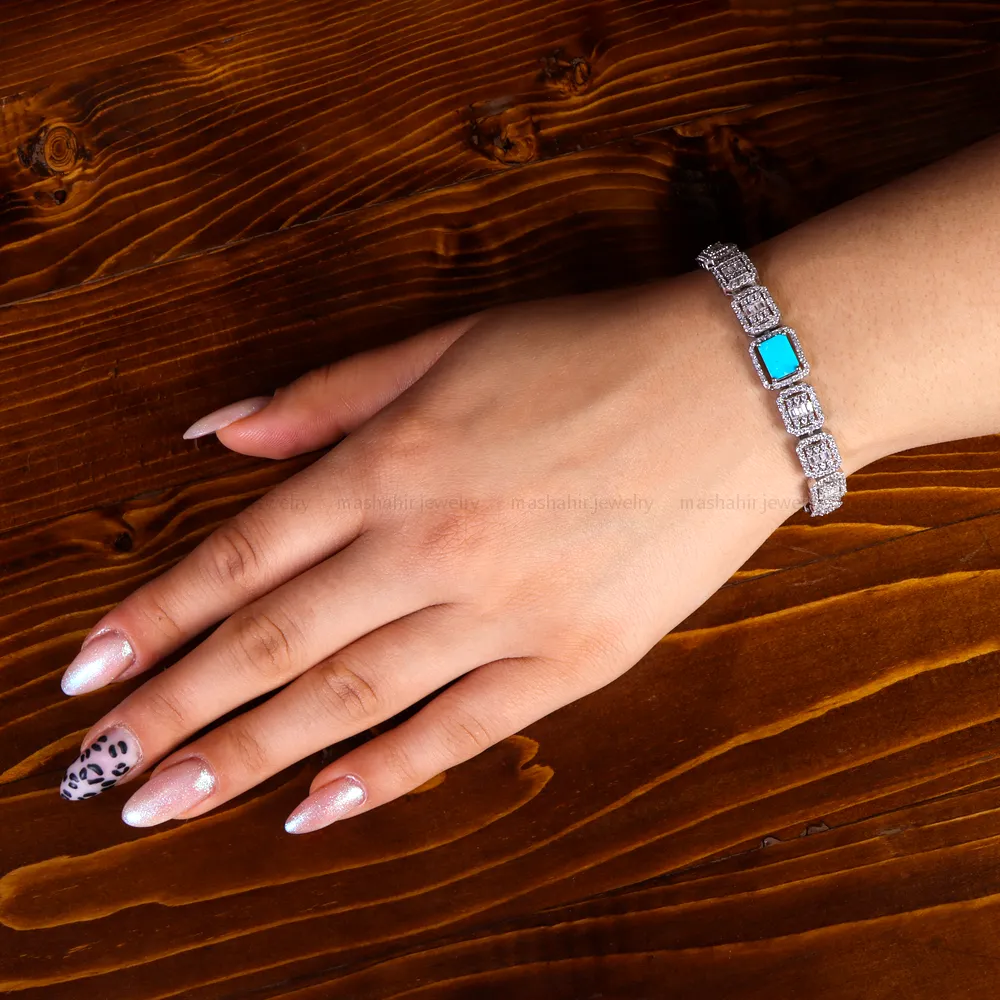 دستبند فیروزه زنانه کد 14571