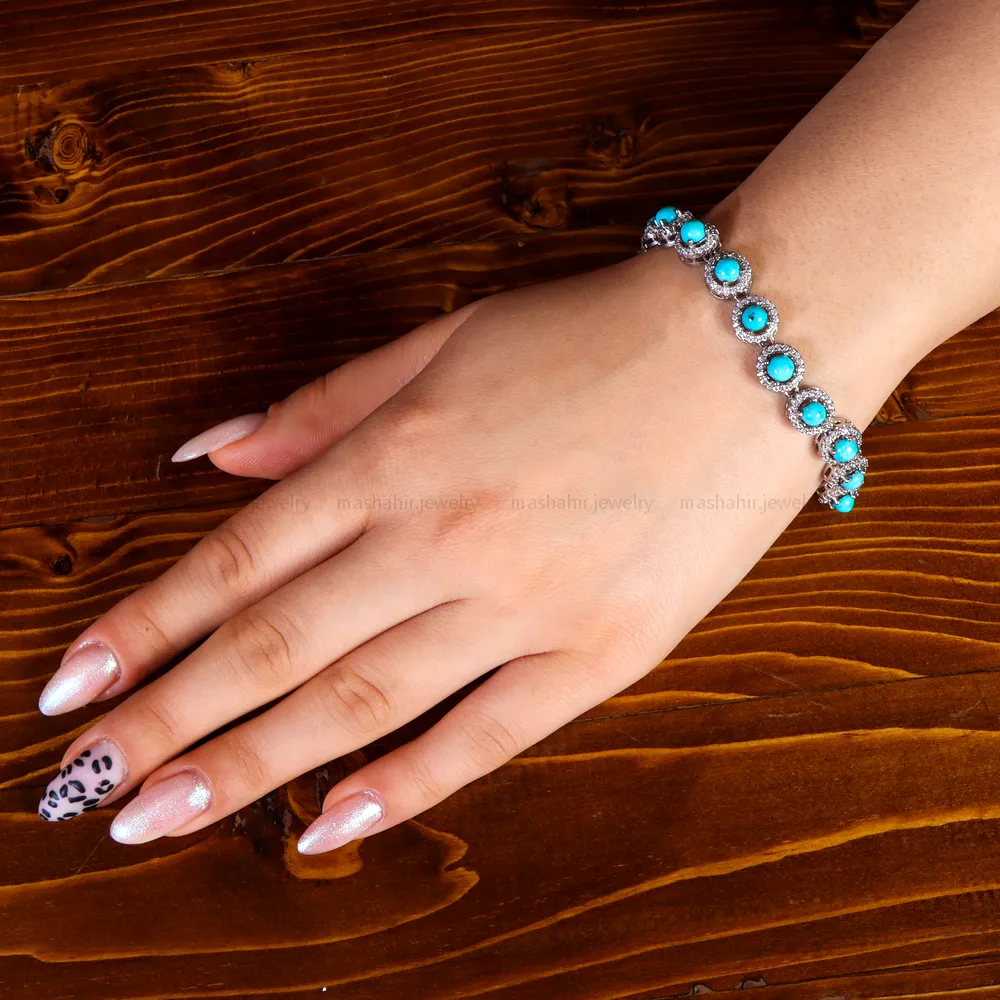 دستبند فیروزه زنانه کد 14581