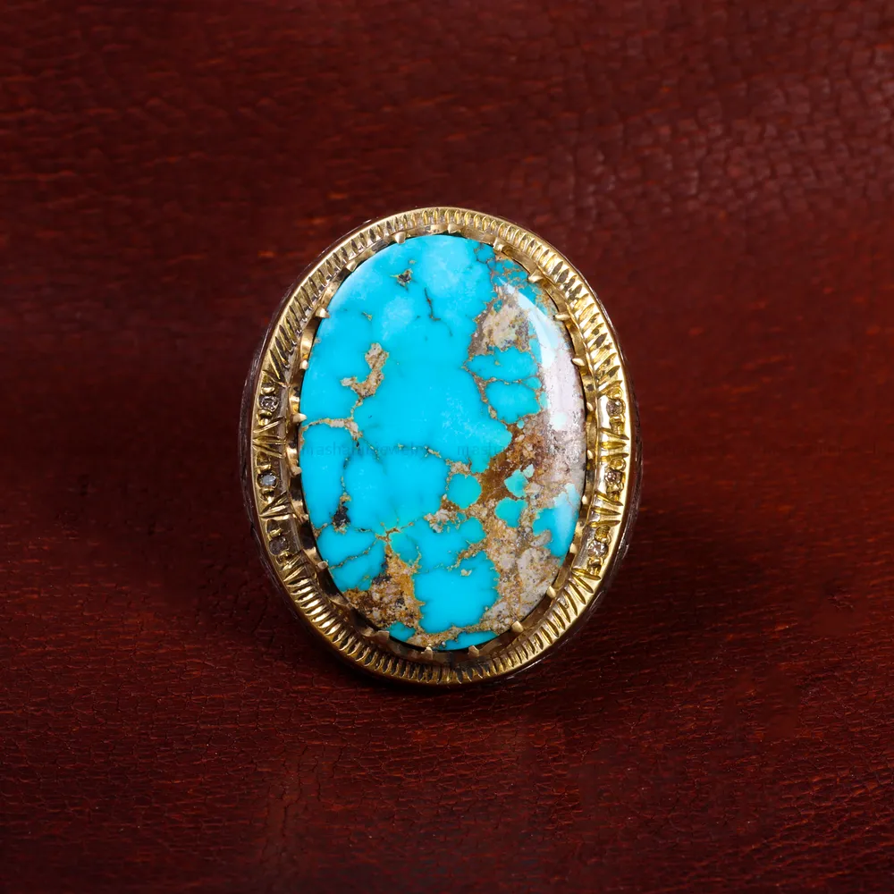 انگشتر فیروزه شجری مردانه کد 14599